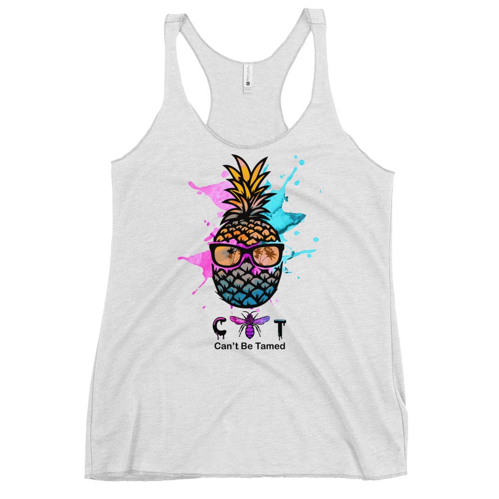 Women's Racerback Pineapple Wearing Glasses Tank