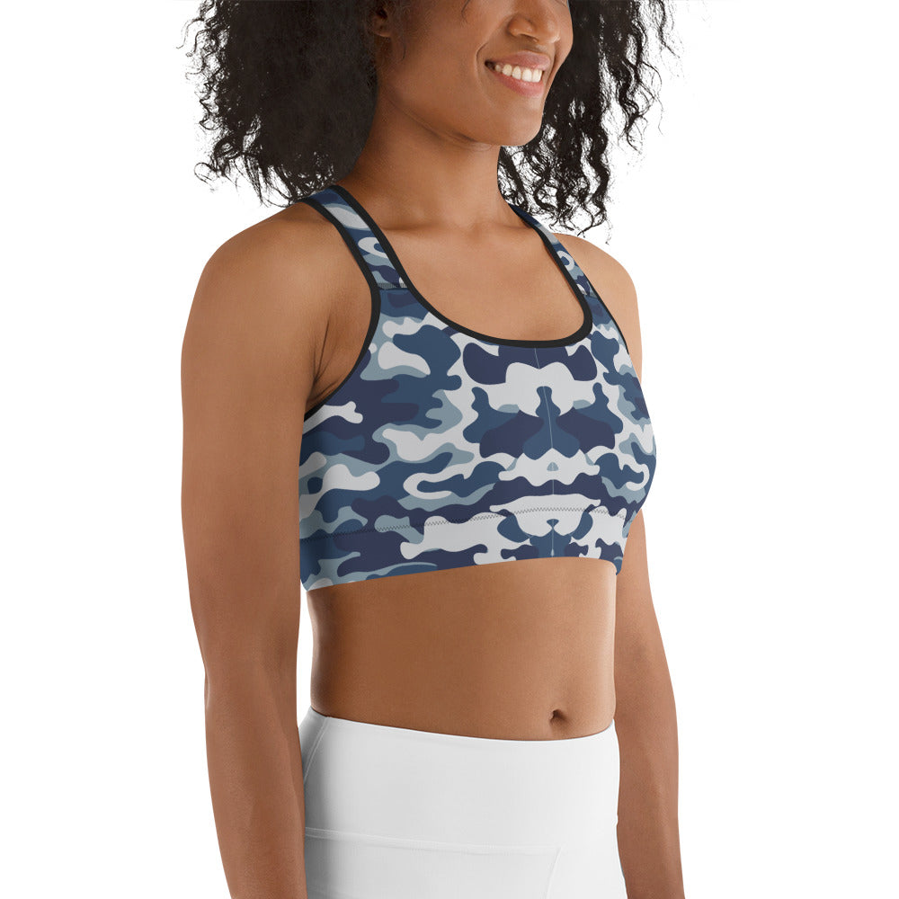 Blue Camo Sports bra