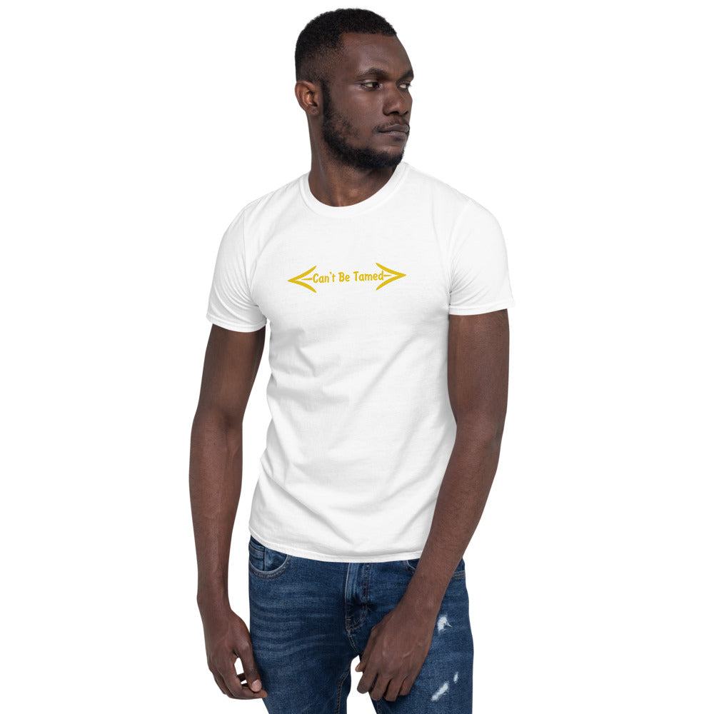 Can't Be Tamed Short-Sleeve Unisex T-Shirt Yellow Font