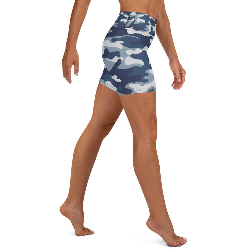 Blue Camo Yoga Shorts