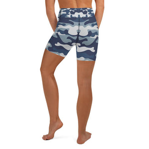 Blue Camo Yoga Shorts