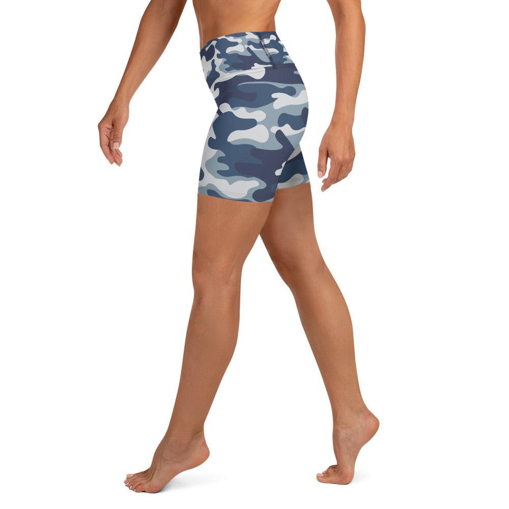 Blue Camo Yoga Shorts