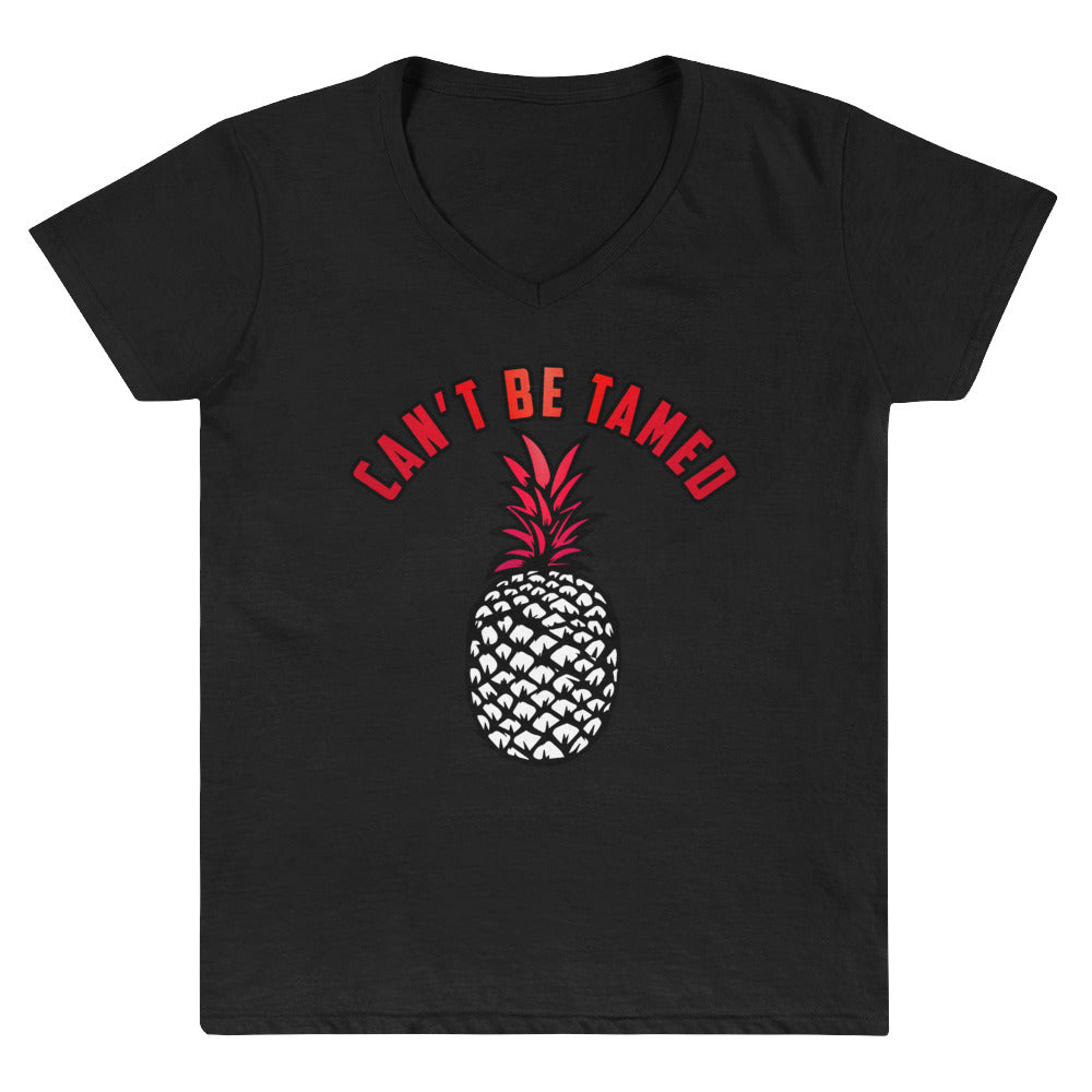 Can't Be Tamed Pineapple Women's Casual V-Neck Shirt