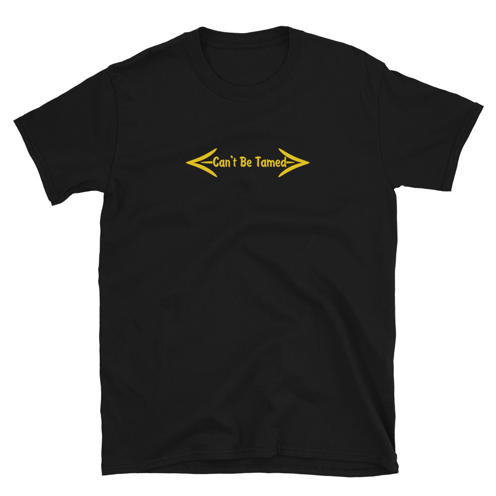 Can't Be Tamed Short-Sleeve Unisex T-Shirt Yellow Font