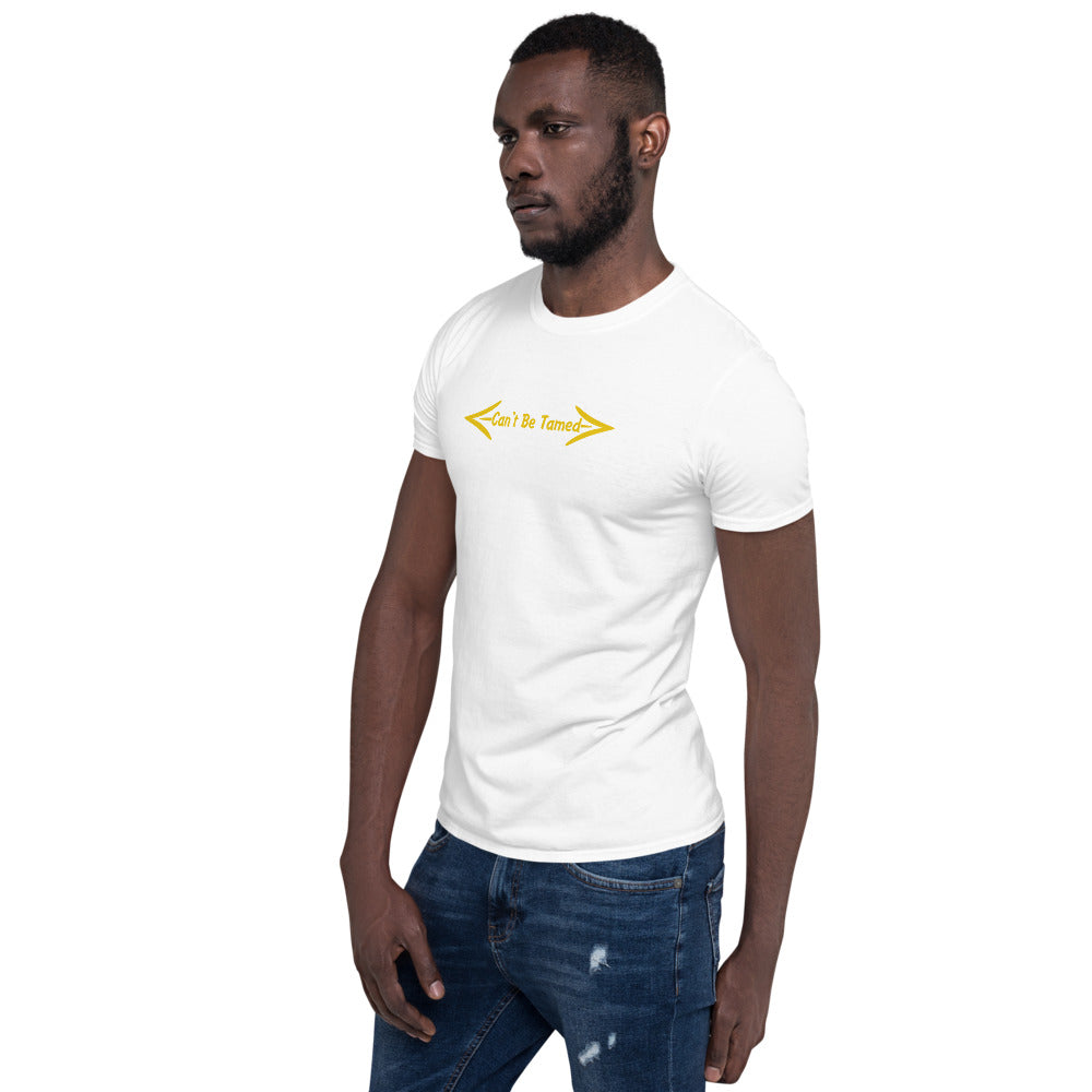 Can't Be Tamed Short-Sleeve Unisex T-Shirt Yellow Font