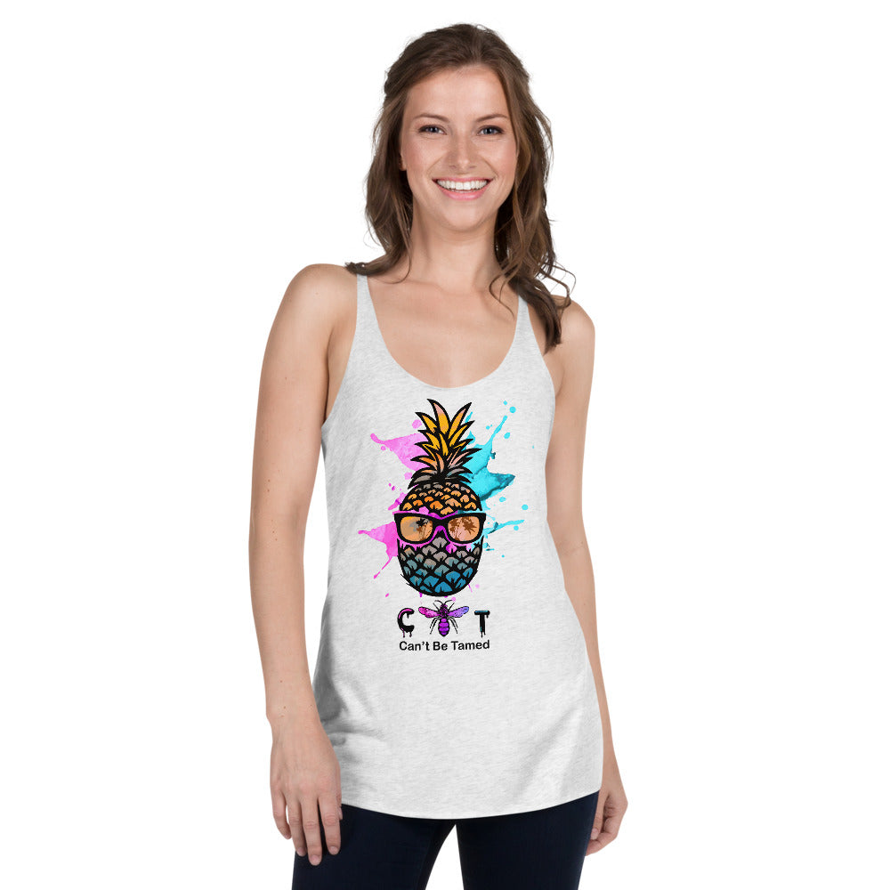 Women's Racerback Pineapple Wearing Glasses Tank