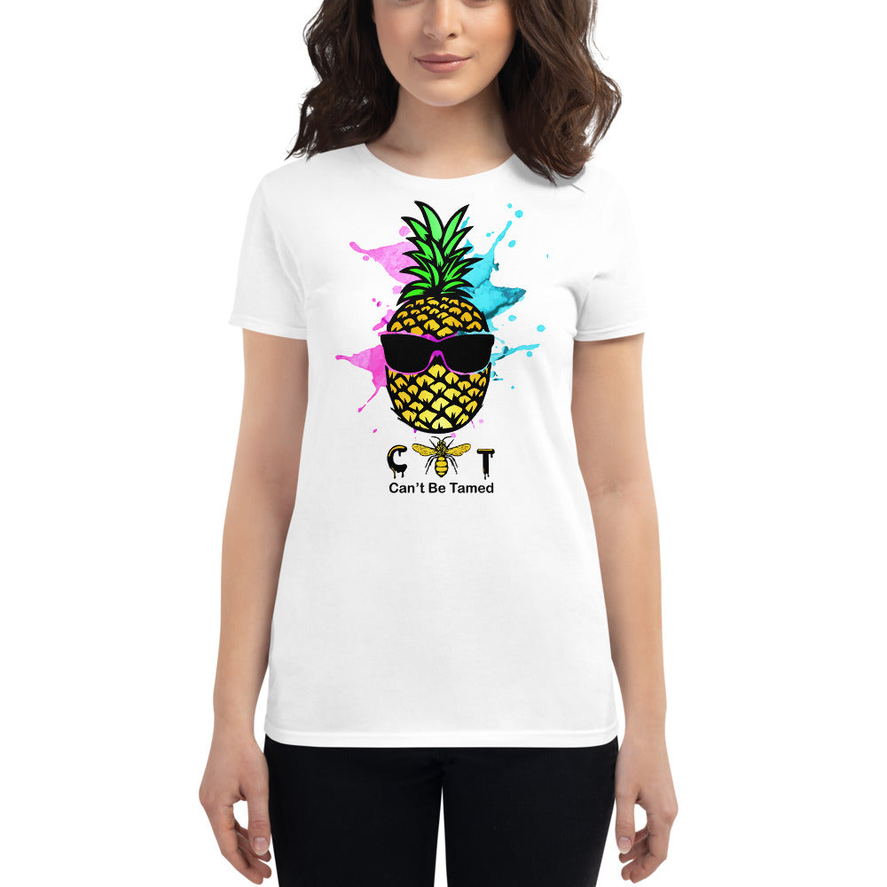 Women's short sleeve Pineapple Wearing Glasses t-shirt