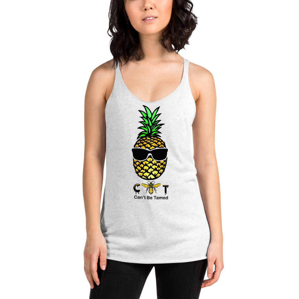 Women's Racerback Pineapple Wearing Glasses Tank