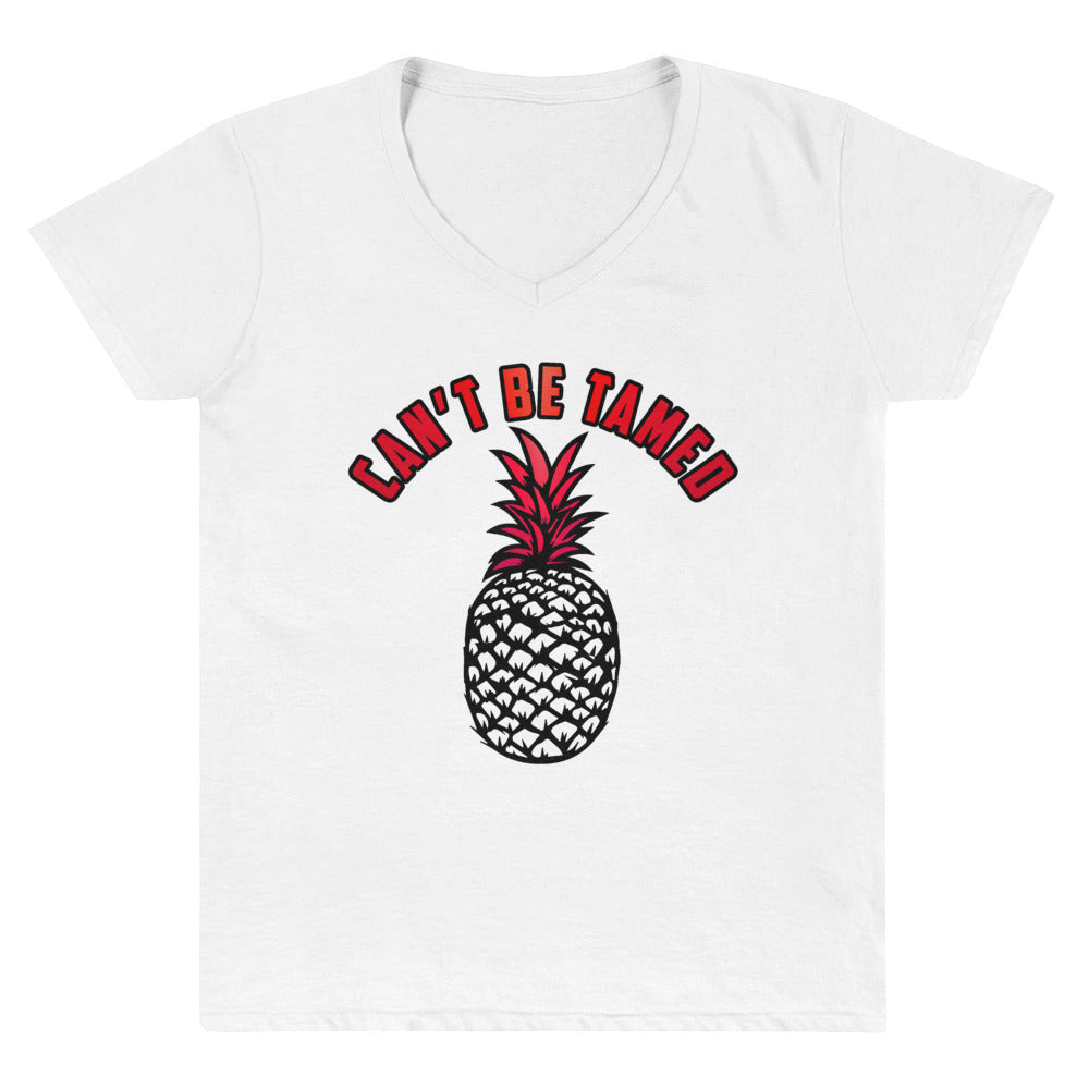 Can't Be Tamed Pineapple Women's Casual V-Neck Shirt