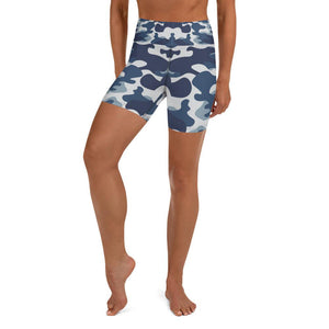 Blue Camo Yoga Shorts