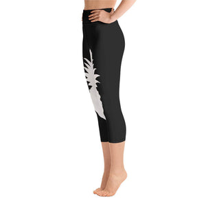 Back and White Pineapple Yoga Capri Leggings