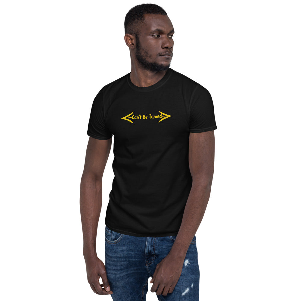 Can't Be Tamed Short-Sleeve Unisex T-Shirt Yellow Font